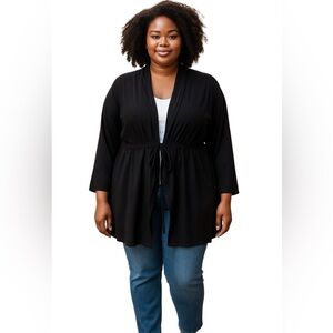 EAST ADELINE LIGHTWEIGHT BLACK CARDIGAN Size 2X Drawstring Closure